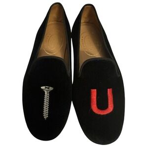 Stubbs & Wootten Women  Shoes $575 Velvet "SCREW U" Slippers Loafer 7.5‎ Spain
